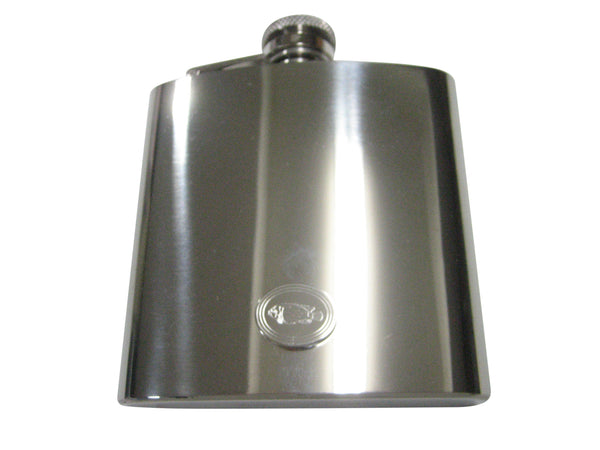 Silver Toned Oval Etched African Cichlid Fish 6oz Flask