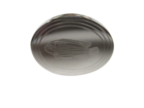 Silver Toned Oval Etched African Cichlid Fish Adjustable Size Fashion Ring