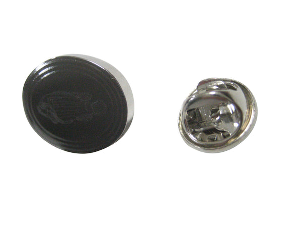 Silver Toned Oval Etched African Cichlid Fish Lapel Pin