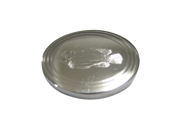 Silver Toned Oval Etched African Cichlid Fish Magnet