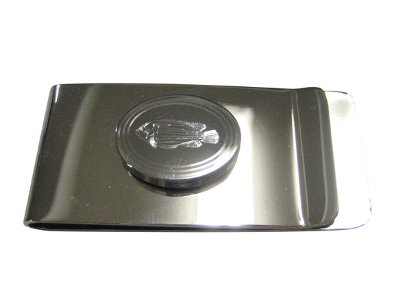 Silver Toned Oval Etched African Cichlid Fish Money Clip