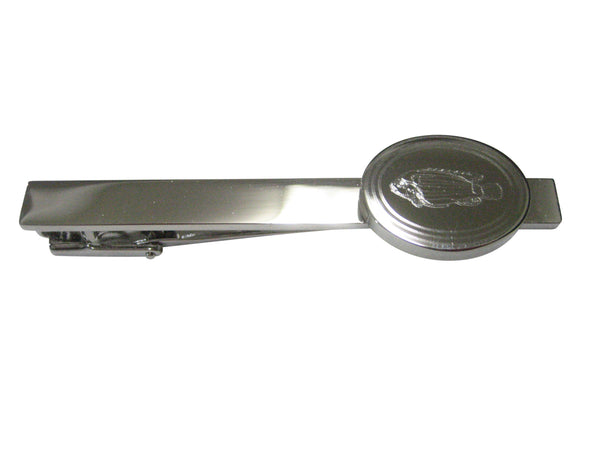 Silver Toned Oval Etched African Cichlid Fish Tie Clip