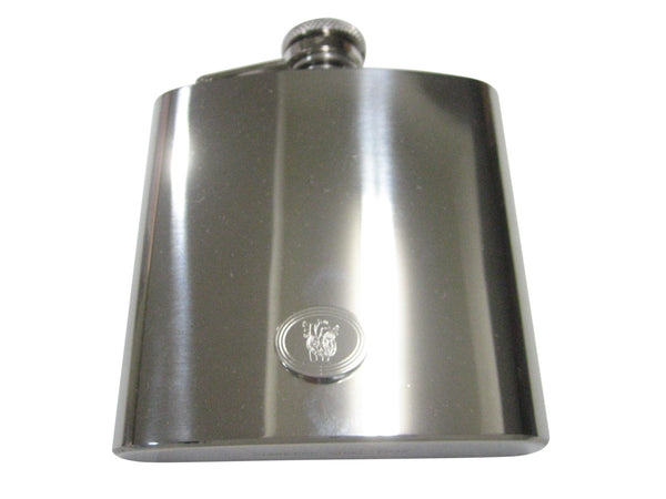 Silver Toned Oval Etched Anatomical Heart 6oz Flask