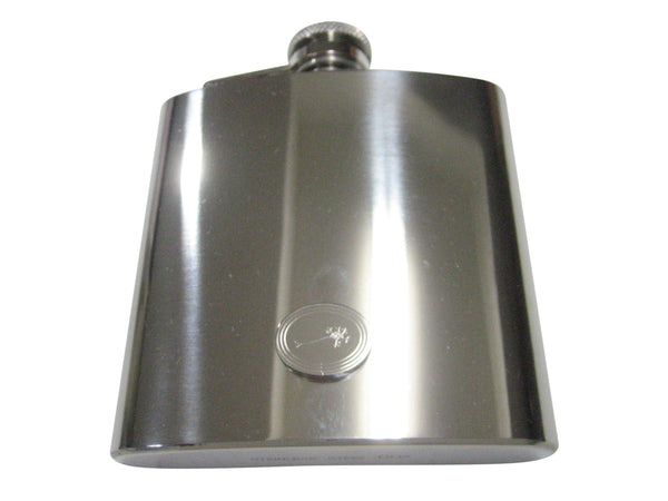 Silver Toned Oval Etched Anatomical Neuron Nerve Cell 6oz Flask