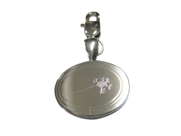 Silver Toned Oval Etched Anatomical Neuron Nerve Cell Pendant Zipper Pull Charm