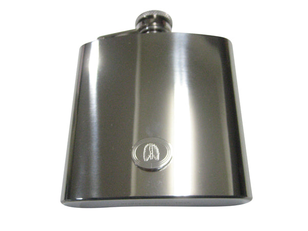 Silver Toned Oval Etched Anatomical Rib Cage 6oz Flask