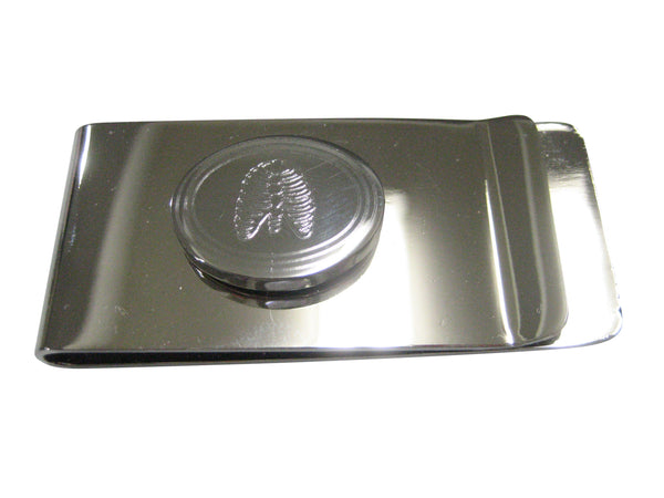 Silver Toned Oval Etched Anatomical Rib Cage Money Clip