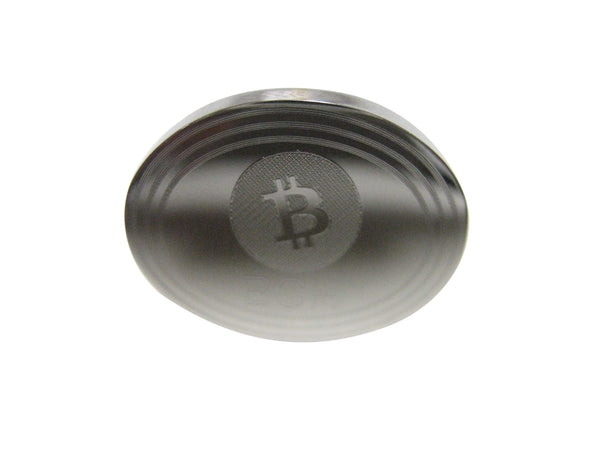 Silver Toned Oval Etched Bitcoin Cash BCH Cryptocurrency Blockchain Adjustable Size Fashion Ring