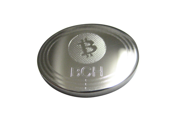 Silver Toned Oval Etched Bitcoin Cash BCH Cryptocurrency Blockchain Magnet