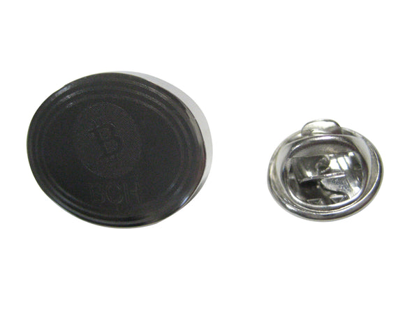 Silver Toned Oval Etched Bitcoin Cash Coin Cryptocurrency Blockchain Lapel Pin