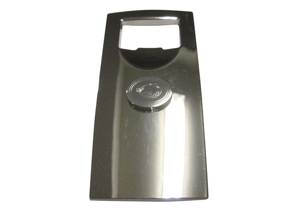 Silver Toned Oval Etched Blowfish Fugu Puffer Fish Bottle Opener