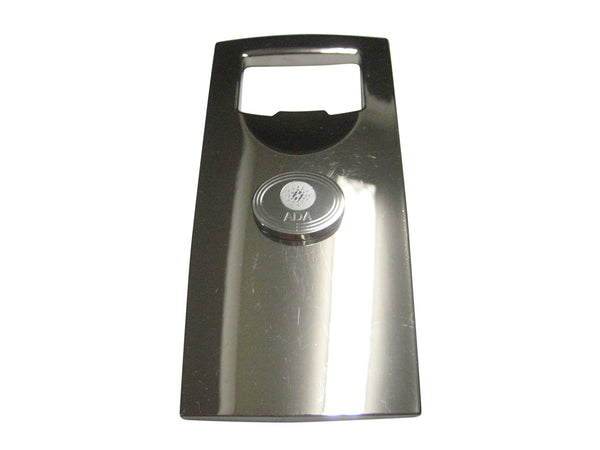 Silver Toned Oval Etched Cardano Coin Cryptocurrency Blockchain Bottle Opener