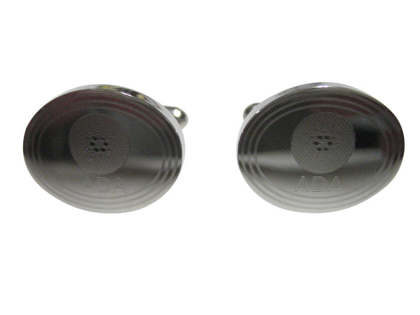 Silver Toned Oval Etched Cardano Coin Cryptocurrency Blockchain Cufflinks