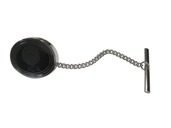 Silver Toned Oval Etched Cardano Coin Cryptocurrency Blockchain Tie Tack