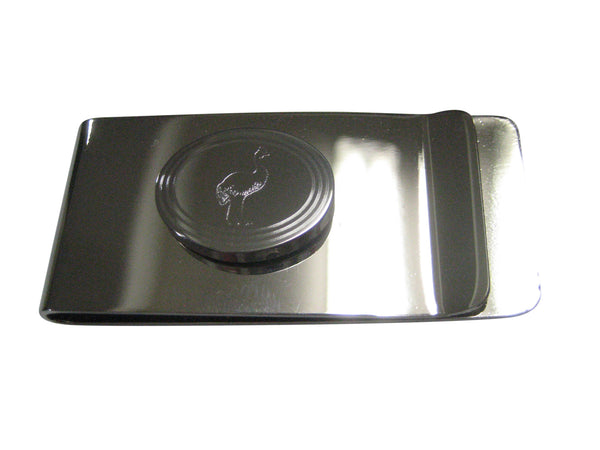 Silver Toned Oval Etched Cassowary Bird Money Clip