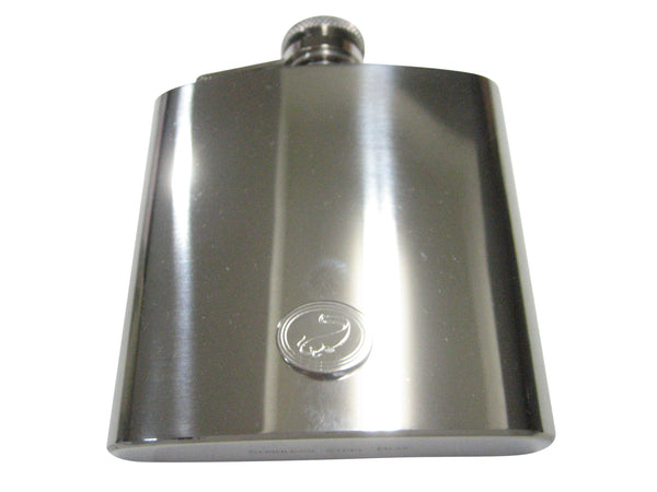 Silver Toned Oval Etched Catfish 6oz Flask