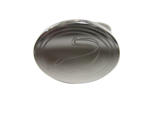 Silver Toned Oval Etched Catfish Adjustable Size Fashion Ring