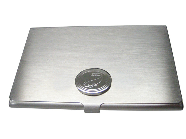 Silver Toned Oval Etched Catfish Business Card Holder