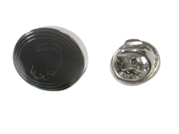 Silver Toned Oval Etched Catfish Lapel Pin