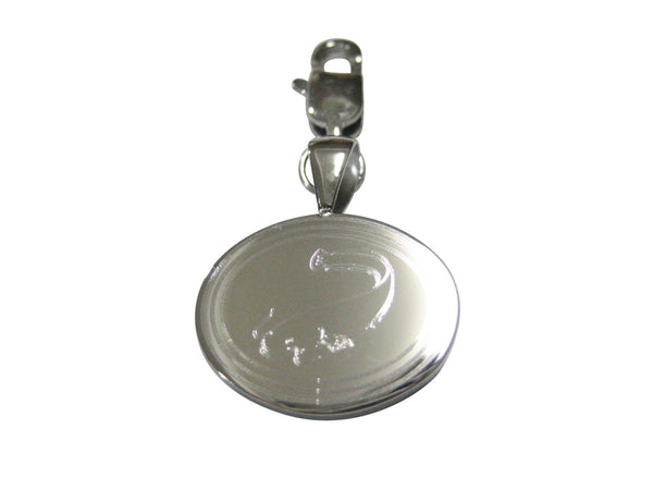 Silver Toned Oval Etched Catfish Pendant Zipper Pull Charm