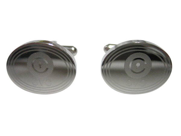 Silver Toned Oval Etched Civic Coin CVC Cryptocurrency Blockchain Cufflinks