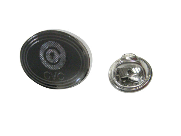 Silver Toned Oval Etched Civic Coin CVC Cryptocurrency Blockchain Lapel Pin