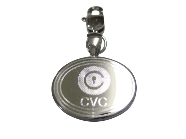 Silver Toned Oval Etched Civic Coin CVC Cryptocurrency Blockchain Pendant Zipper Pull Charm