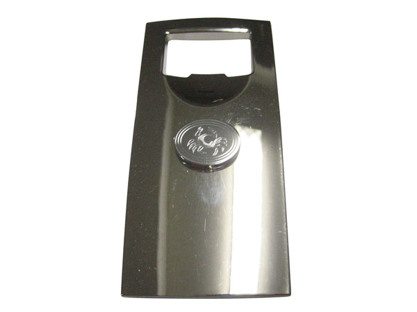 Silver Toned Oval Etched Crab Bottle Opener