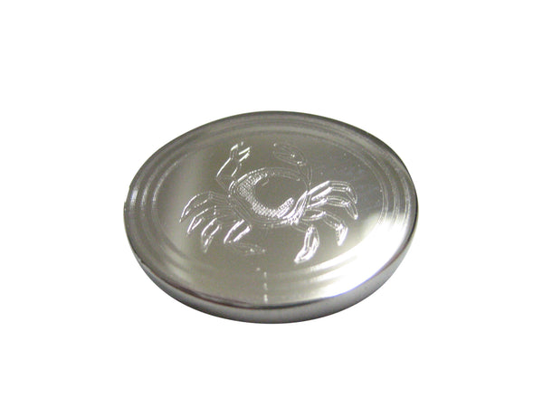 Silver Toned Oval Etched Crab Magnet