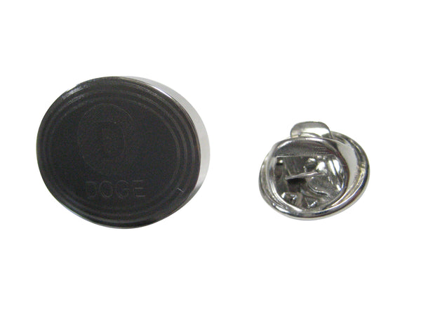 Silver Toned Oval Etched Doge Coin Cryptocurrency Blockchain Lapel Pin