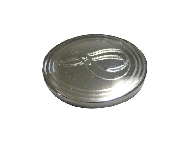 Silver Toned Oval Etched Eel Fish Magnet