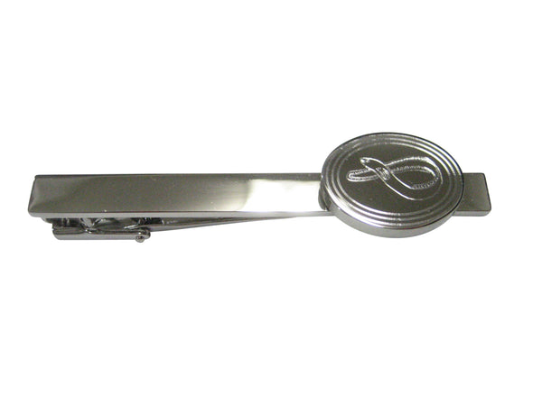 Silver Toned Oval Etched Eel Fish Tie Clip