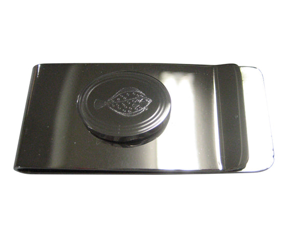 Silver Toned Oval Etched Flounder Halibut Flatfish Money Clip