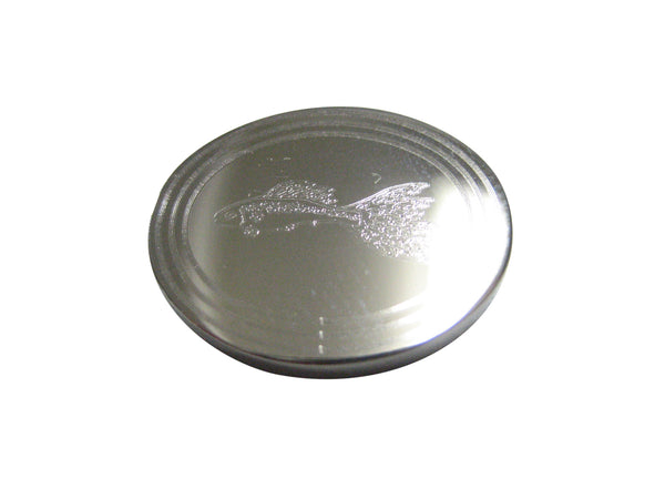 Silver Toned Oval Etched Guppy Fish Magnet