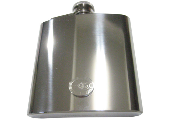 Silver Toned Oval Etched Horseshoe Crab 6oz Flask