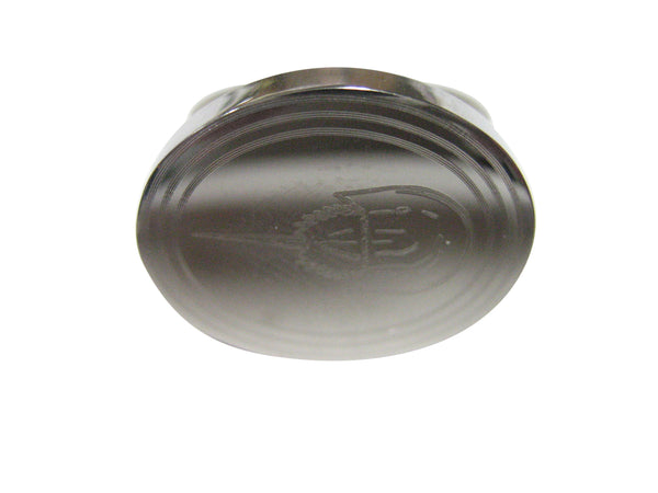 Silver Toned Oval Etched Horseshoe Crab Adjustable Size Fashion Ring