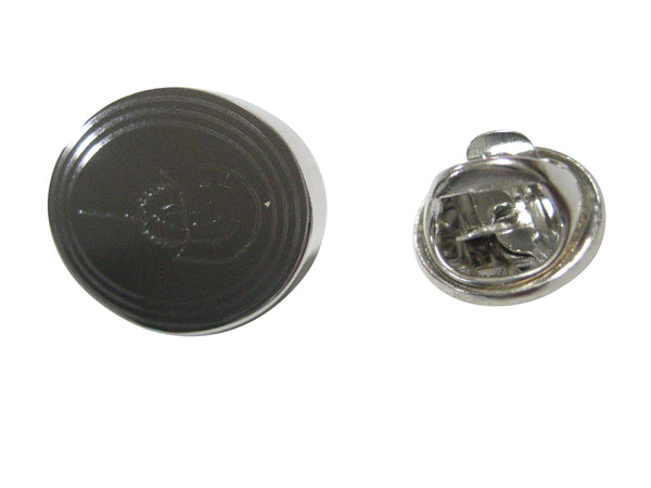 Silver Toned Oval Etched Horseshoe Crab Lapel Pin