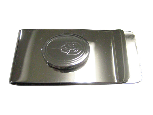 Silver Toned Oval Etched Horseshoe Crab Money Clip