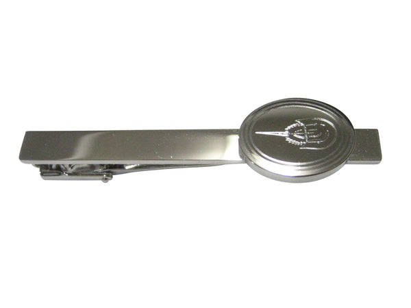 Silver Toned Oval Etched Horseshoe Crab Tie Clip