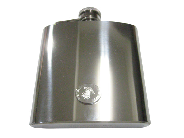 Silver Toned Oval Etched Jellyfish 6oz Flask