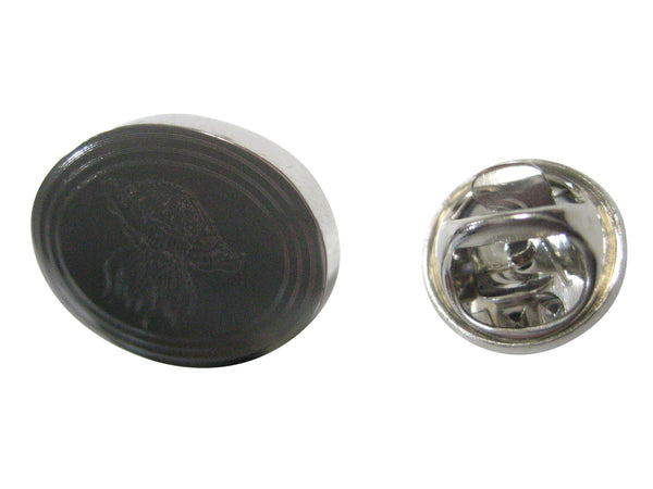 Silver Toned Oval Etched Jellyfish Lapel Pin