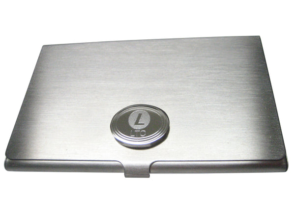 Silver Toned Oval Etched Litecoin Coin Cryptocurrency Blockchain Business Card Holder