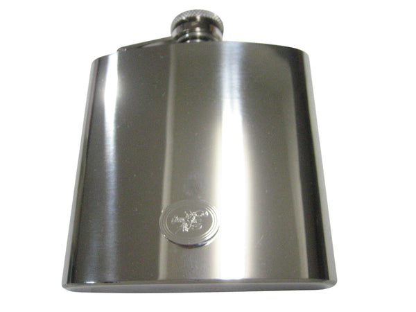 Silver Toned Oval Etched Lobster 6oz Flask