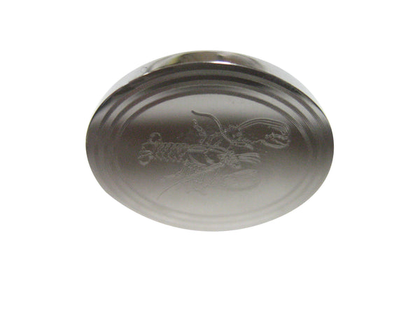 Silver Toned Oval Etched Lobster Adjustable Size Fashion Ring