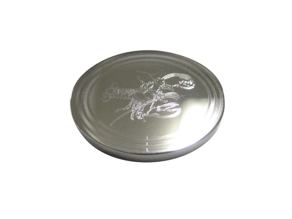 Silver Toned Oval Etched Lobster Magnet