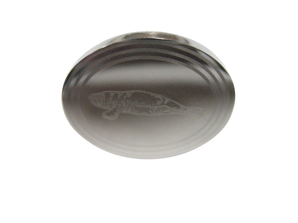 Silver Toned Oval Etched Manatee Adjustable Size Fashion Ring