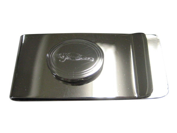 Silver Toned Oval Etched Manatee Money Clip