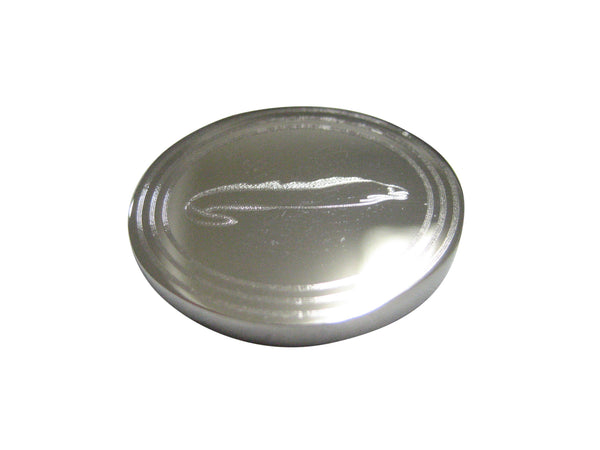 Silver Toned Oval Etched Moray Eel Fish Magnet
