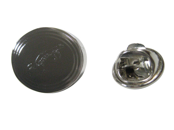 Silver Toned Oval Etched Newt Gecko Lizard Lapel Pin