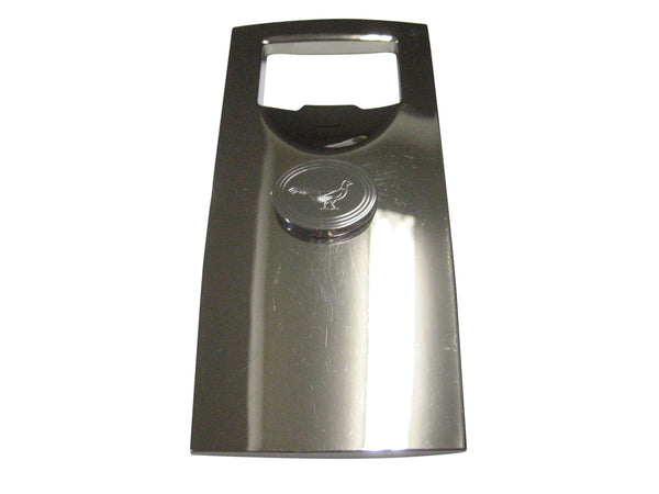 Silver Toned Oval Etched Pheasant Bird Bottle Opener